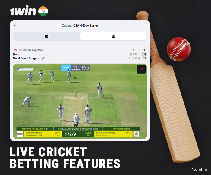 Live streaming of cricket matches at 1Win bookmaker