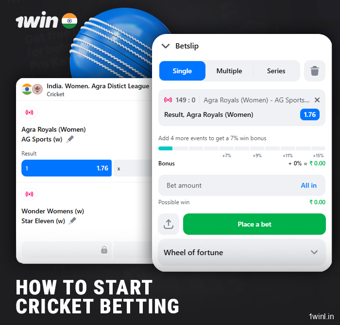 How to place first bet on cricket with the 1Win bookmaker