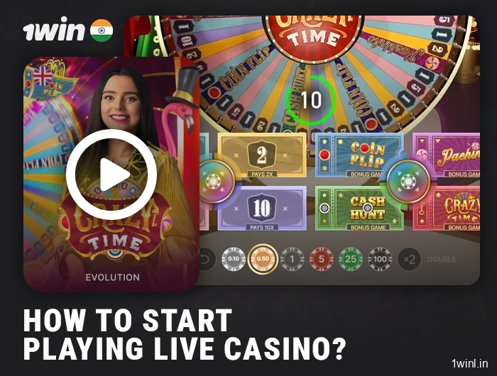 Start playing live casino games on the 1Win India website