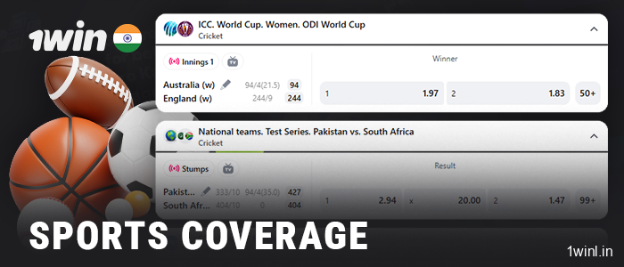 Sports with live betting at 1Win bookmaker