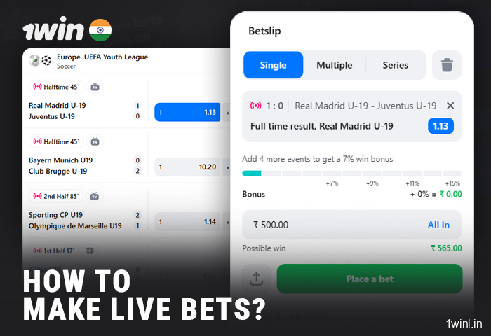 Guide to live betting at 1Win bookmaker