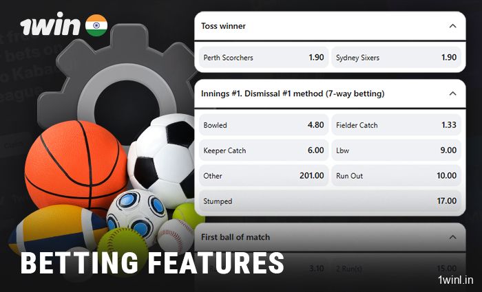 Sports betting features at 1Win India
