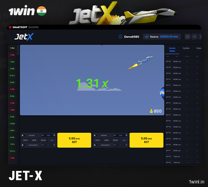 Jet X crash game at 1Win online casino
