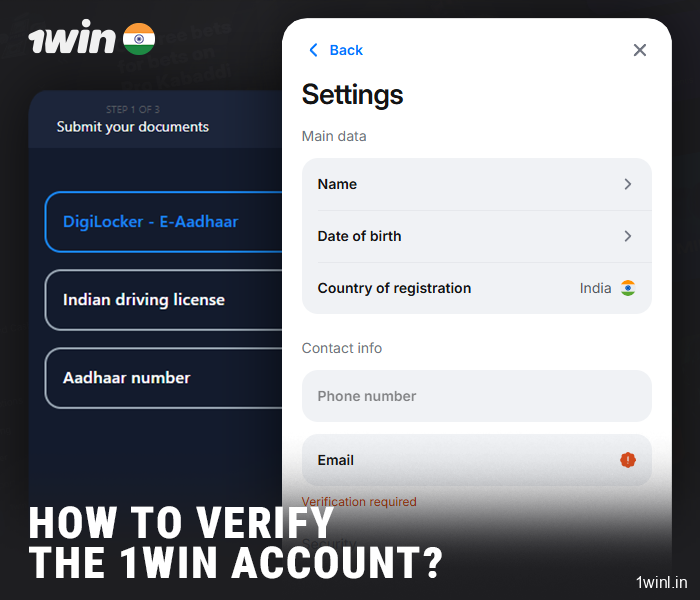 Instructions for identity verification on the 1Win project
